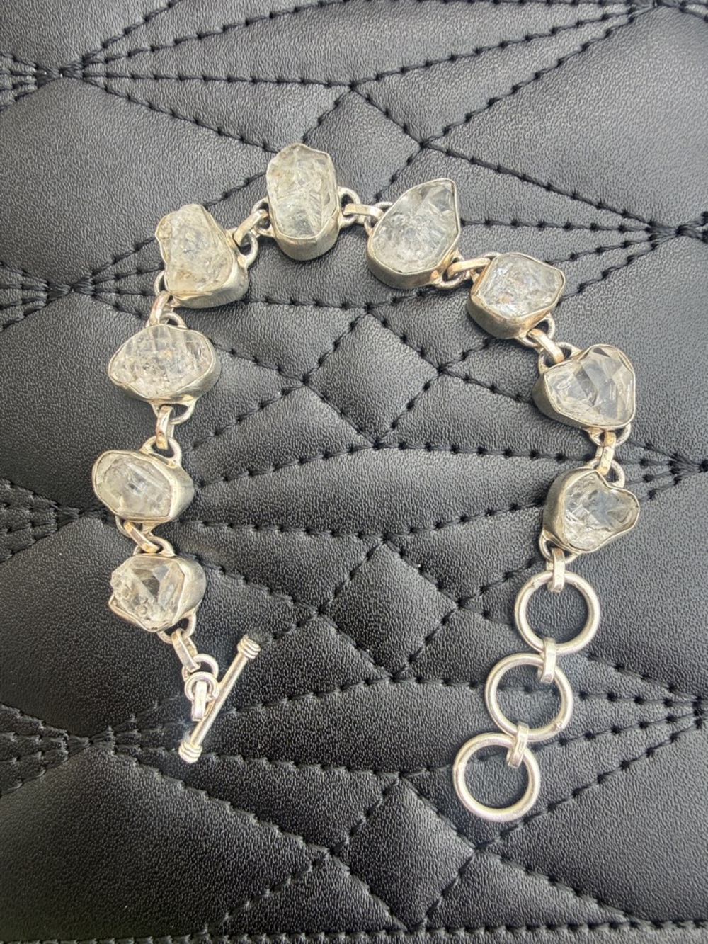 Sterling Herkimer Diamond Tennis Bracelet 925 toggle